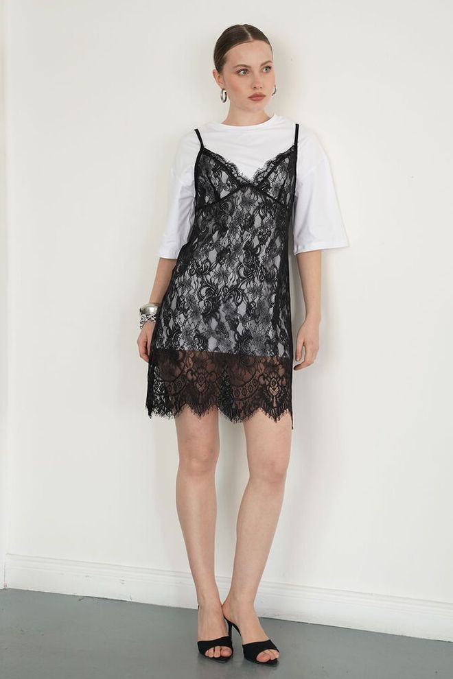 Topshow Black Sexy Elegant Slip Mini Dress Wholesale Clothing Casual