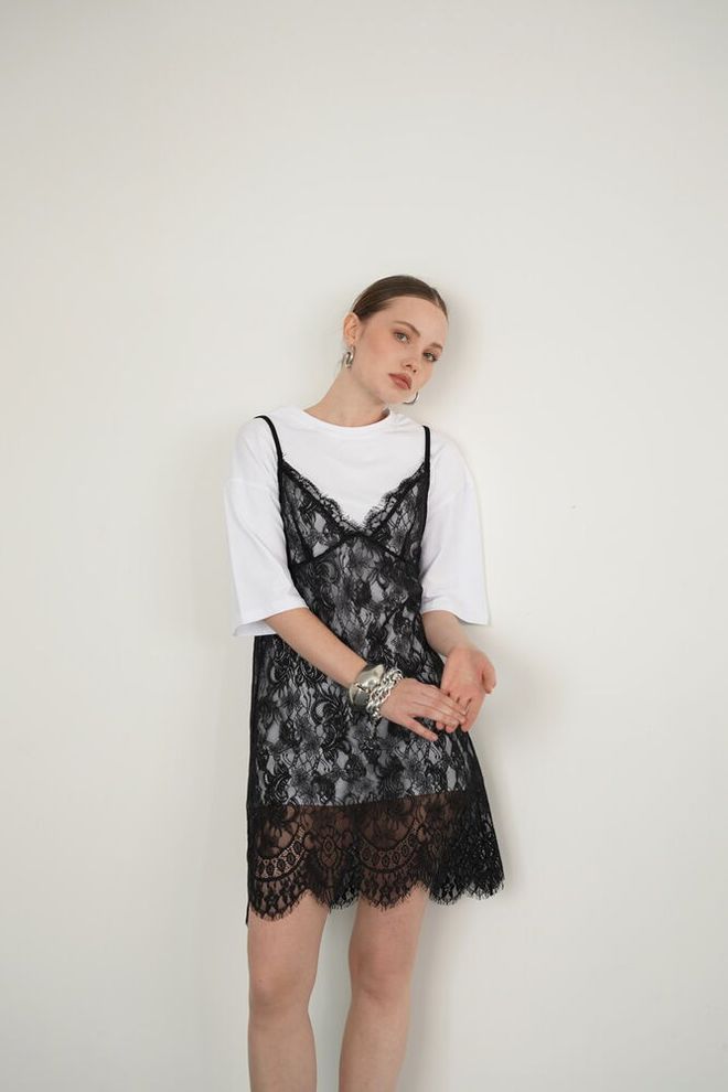 Topshow Черна Секси Елегантна Мини Рокля Тип Комбинезон Дрехи на едро Пролет