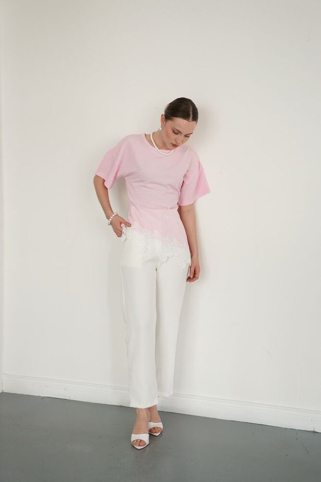 Topshow Pink Casual Elegant Preppy Blouse Wholesale Clothing 1