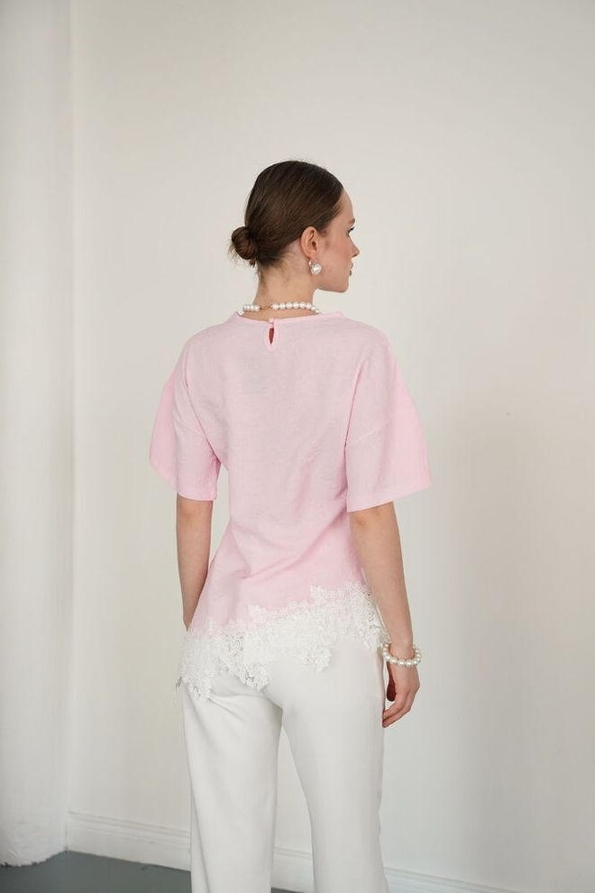 Topshow Pink Casual Elegant Preppy Blouse Wholesale Clothing Preppy