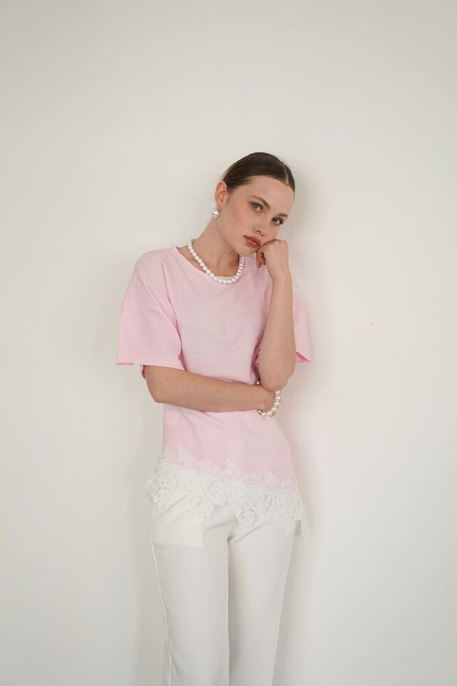Topshow Pink Casual Elegant Preppy Blouse Wholesale Clothing Lounge