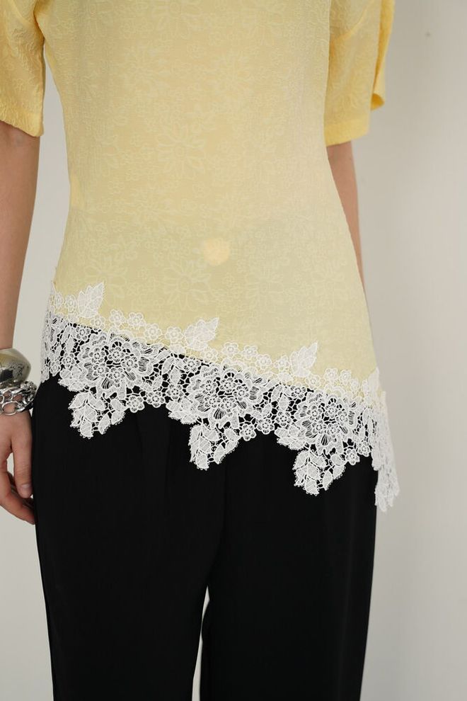 Topshow Yellow Casual Elegant Blouse Wholesale Clothing Spring