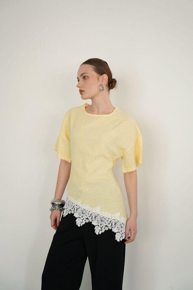 Topshow Yellow Casual Elegant Blouse Wholesale Clothing 1