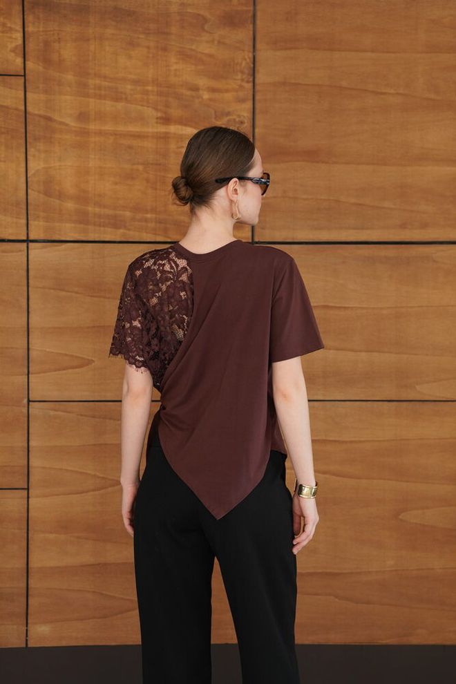 Topshow Коричневая Элегантная Повседневная Формальная Гламурная Винтажная Ретро Блузка Оптовая продажа одежды Винтаж