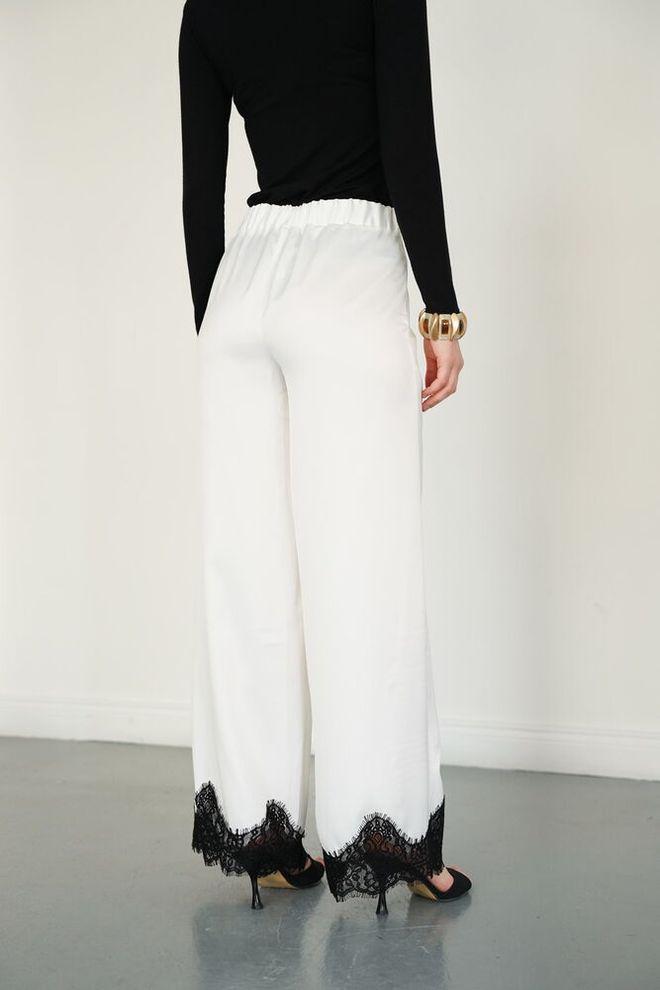 Topshow White Elegant Formal Casual Palazzo Pants Wholesale Clothing Formal