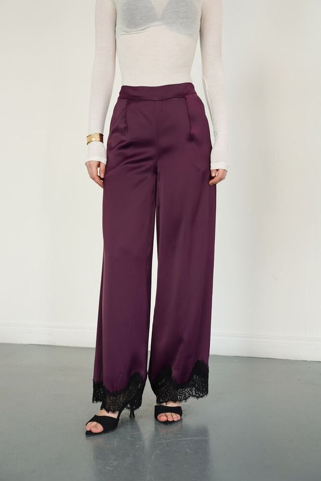 Topshow Claret Red Palazzo Pants Wholesale Clothing Spring