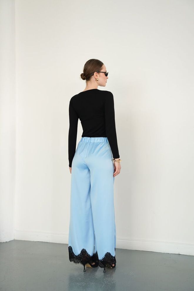 Topshow Blue Palazzo Pants Wholesale Clothing Vintage
