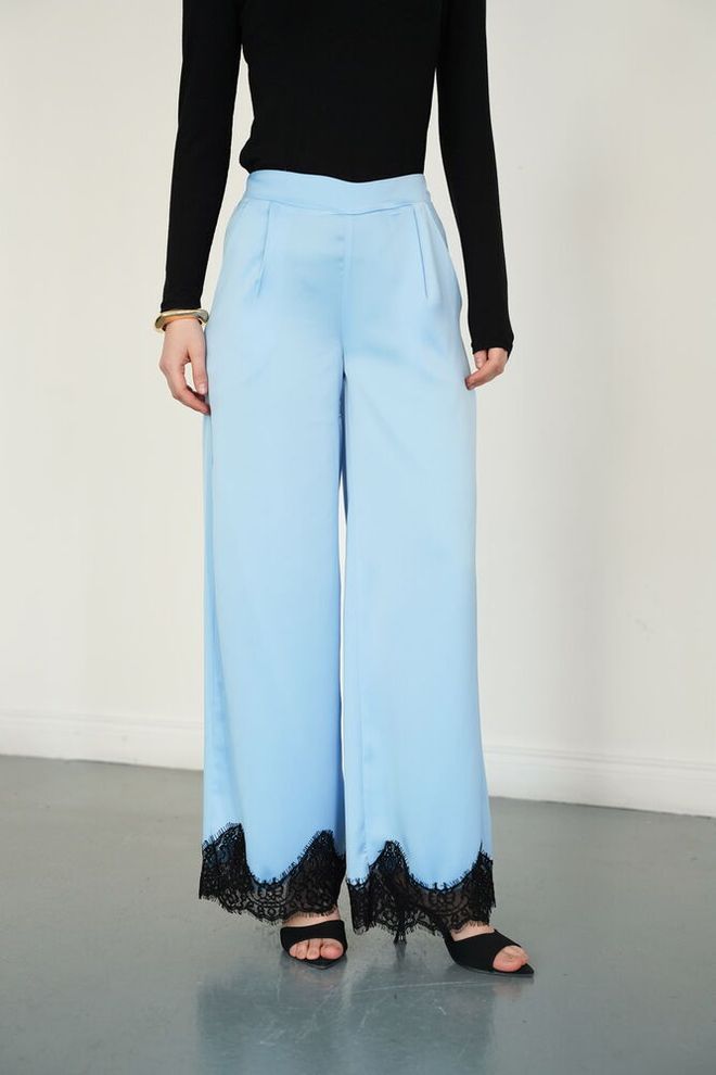 Topshow Blue Palazzo Pants Wholesale Clothing Spring