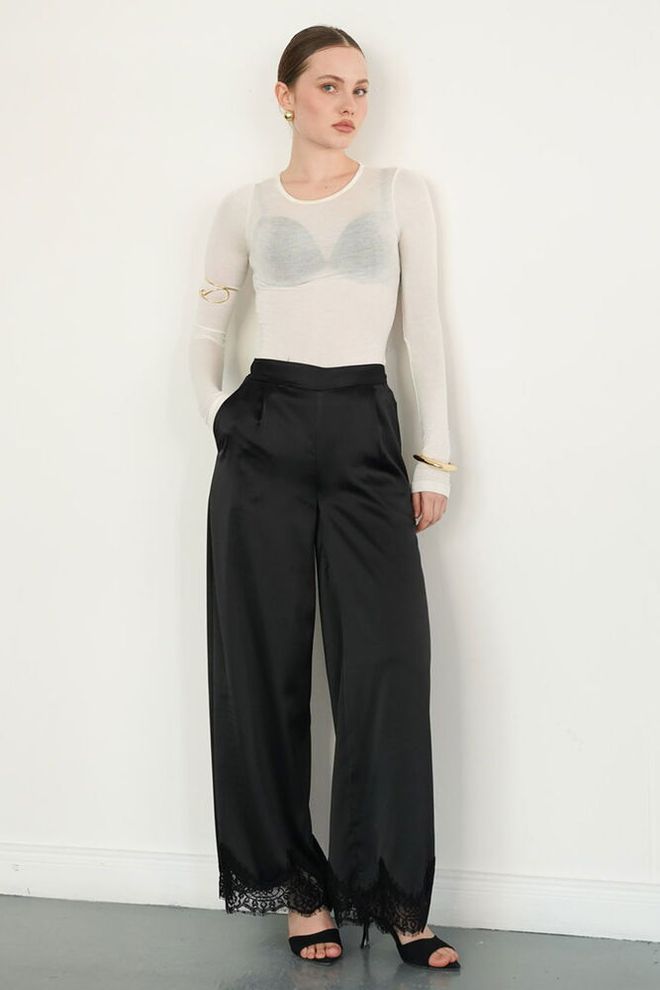 Topshow Черные Элегантные Формальные Брюки Палаццо Оптовая продажа одежды Формальный