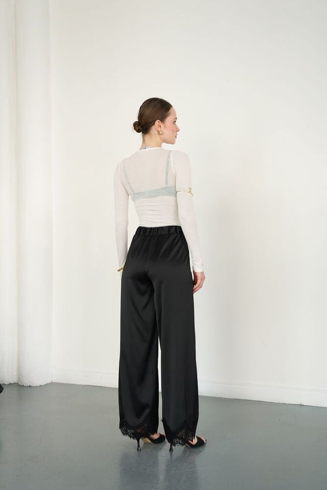 Topshow Black Elegant Formal Palazzo Pants Wholesale Clothing Elegant