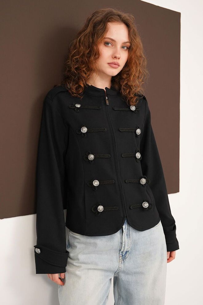 Topshow Čierna Retro Formálna Košeľa Na Zips Veľkoobchod s oblečením Neformálny