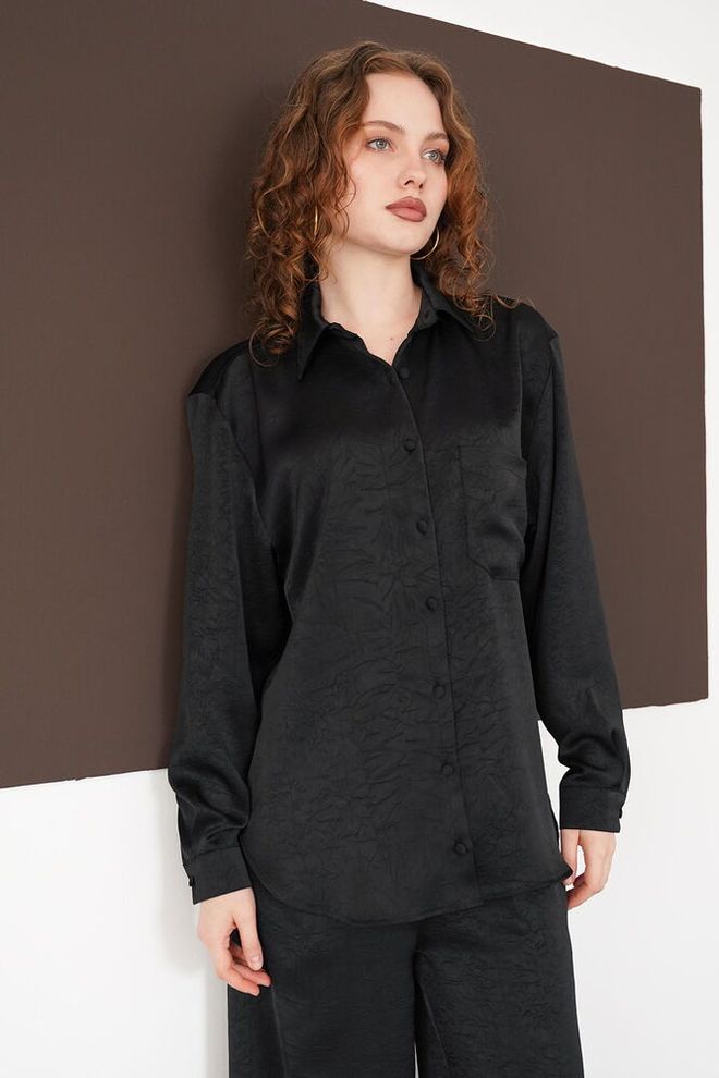 Topshow Čierna Formálna Elegantná Bežná Košeľa Veľkoobchod s oblečením Neformálny