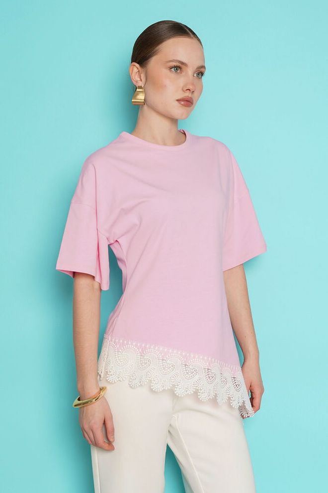 Topshow Bluza Roz Casual Elegantă Cu Mâneci Scurte Îmbrăcăminte cu ridicata Casual