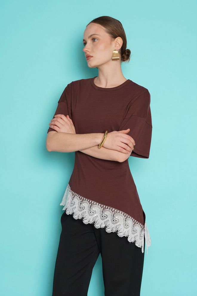 Topshow Eleganti Ruda Palaidinė Su Pusė Rankovių Didmeninė prekyba drabužiais Kokteilinė