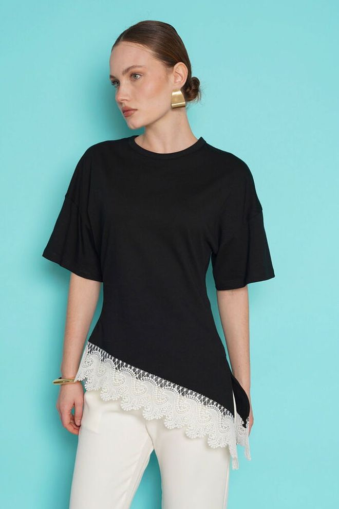 Topshow Eleganti Juoda Palaidinė Su Pusė Rankovės Didmeninė prekyba drabužiais Kokteilinė