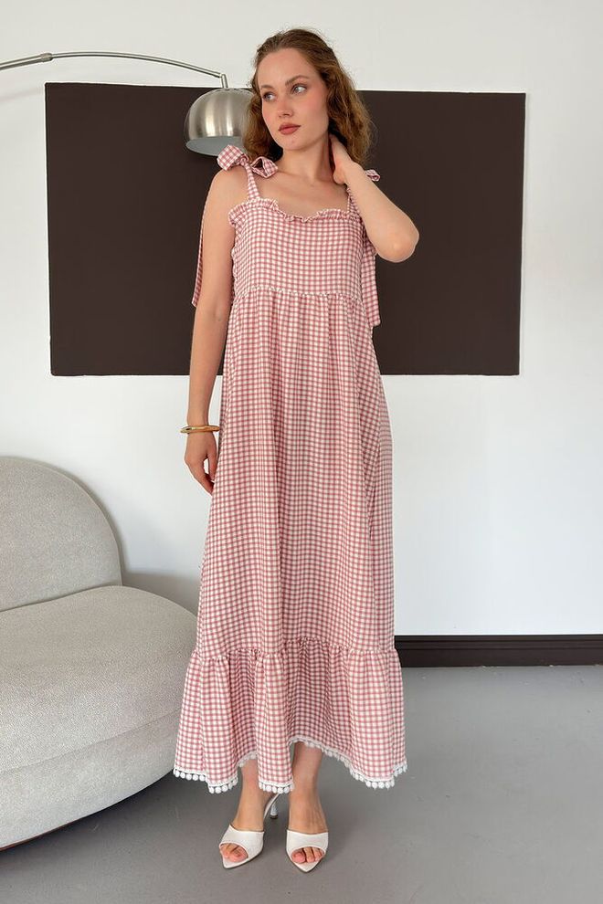 wholesale casual dress Wholesale Tiered 100% Cotton Striped Casual Dress VD82057 for your store