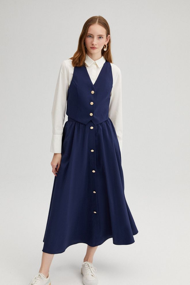 Touche Prive Lacivert Zarif Resmi Set Toptan Giyim Gündelik