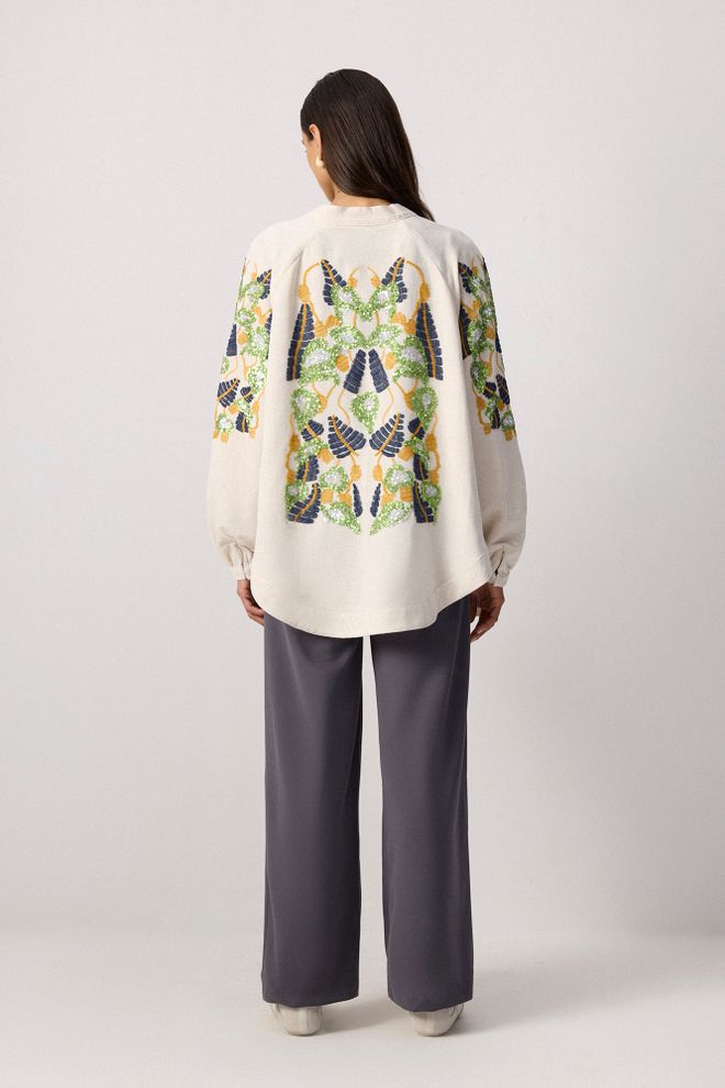 Touche Prive Kimono Ecru Con Elegante Motivo Floreale Abbigliamento all'ingrosso Casuale