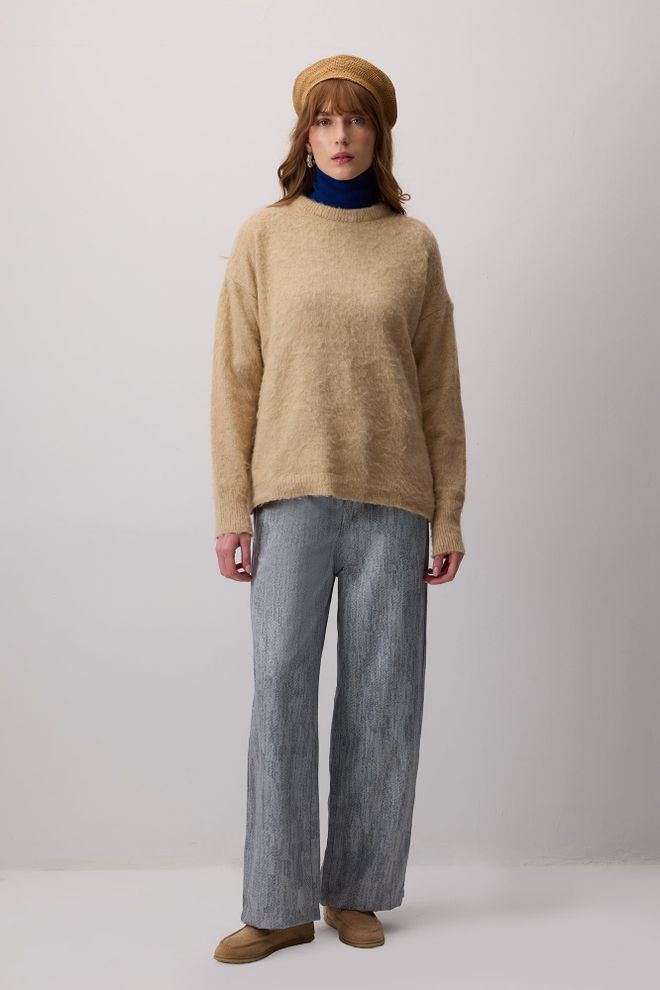 Touche Prive Pantalón Palazzo Gris Casual Elegante Vintage Retro Ropa al por mayor Casual