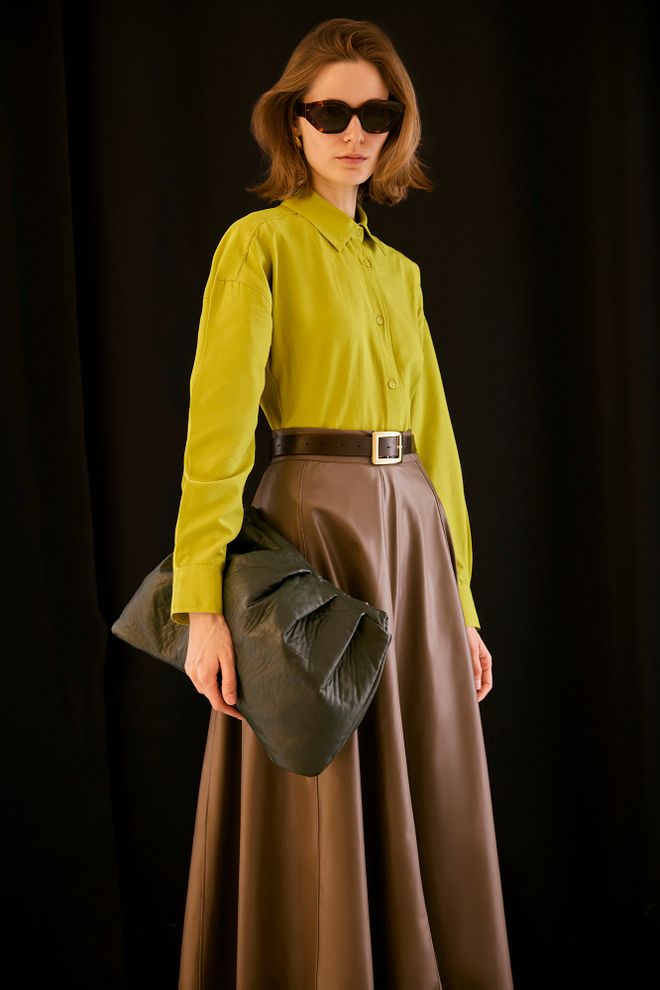 Touche Prive Camisa Verde Oversize Con Cuello Polo Y Botones Ropa al por mayor Trabajo