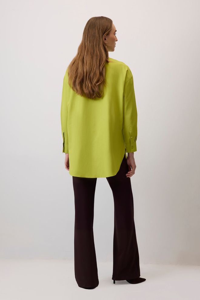 Touche Prive Camisa Verde Oversize Con Cuello Polo Y Botones Ropa al por mayor Primavera