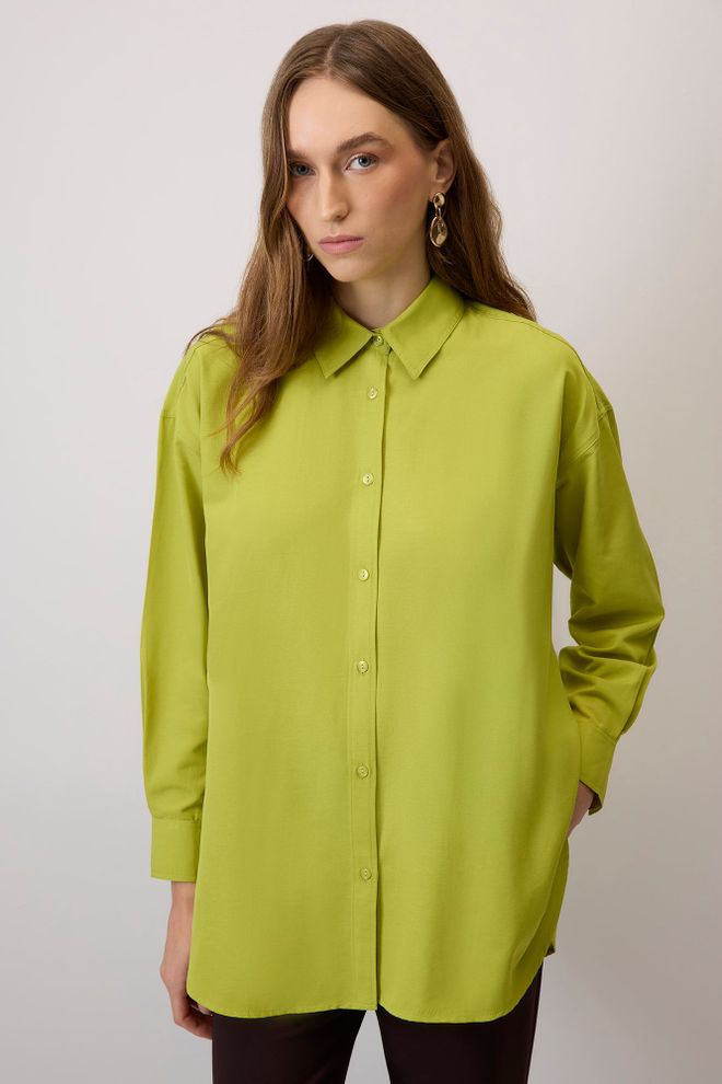 Touche Prive Camisa Verde Oversize Con Cuello Polo Y Botones Ropa al por mayor 5