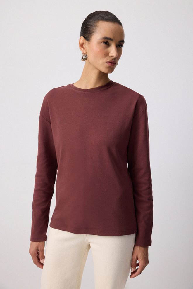 Touche Prive Camisa Rojo Clarete Casual Con Cuello Redondo Ropa al por mayor Casual