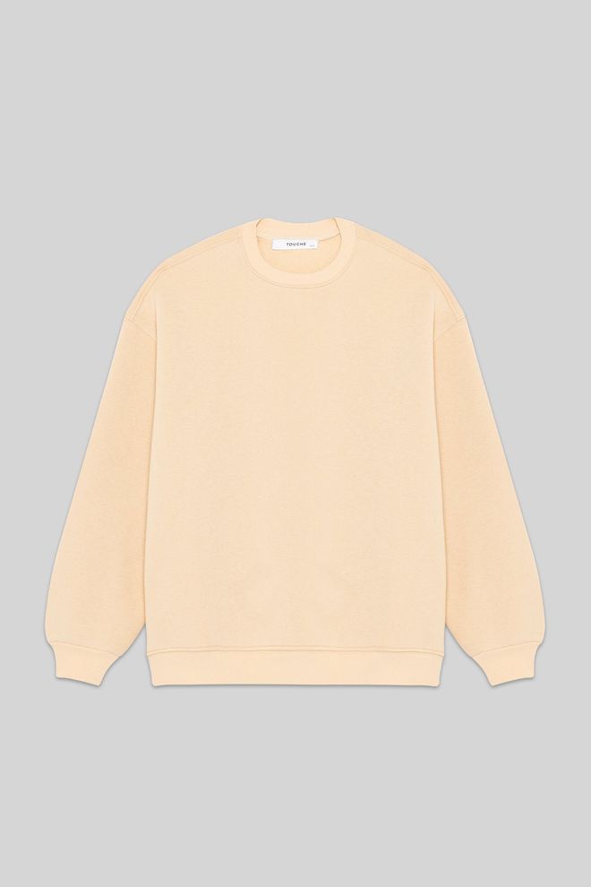 Touche Prive Bej Büyük Beden Gündelik Sweatshirt Toptan Giyim Gündelik