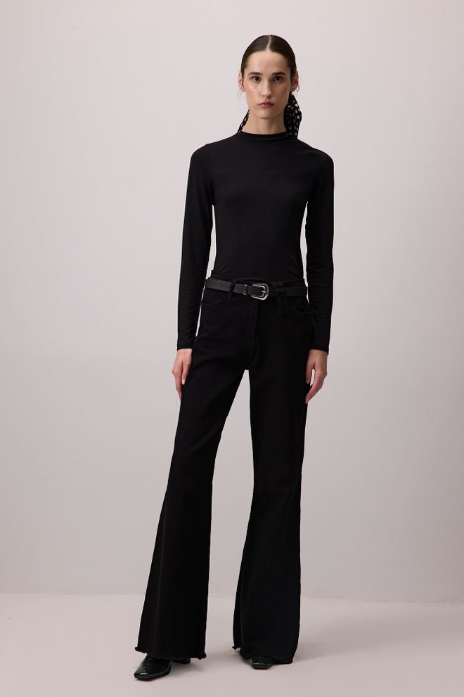 Touche Prive Body Negro Ajustado Con Cuello Alto Y Mangas Largas Ropa al por mayor Casual