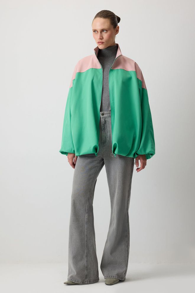 Touche Prive Ružičasta Vjetrovka Jakna S Visokim Ovratnikom Veleprodaja odjeće Ležerni