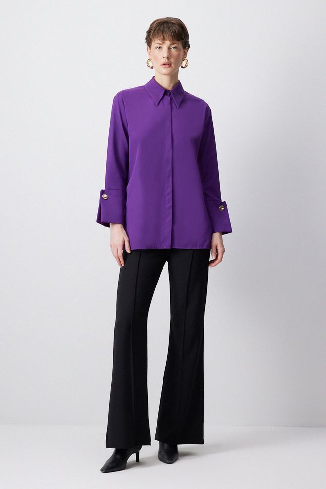 Touche Prive Fialová Košeľa Formálny Elegantný Neformálny Štýl Veľkoobchod s oblečením 1