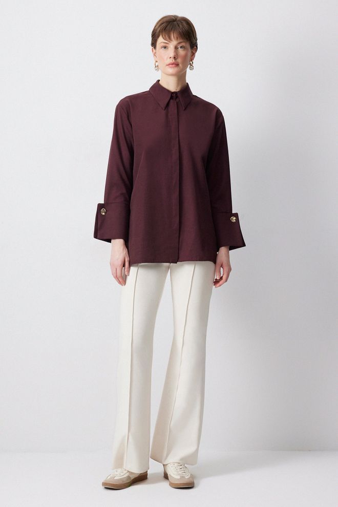 Touche Prive Majica Bordo Rdeča Formalna Elegantna S Polo Ovratnikom Oblačila na debelo 1