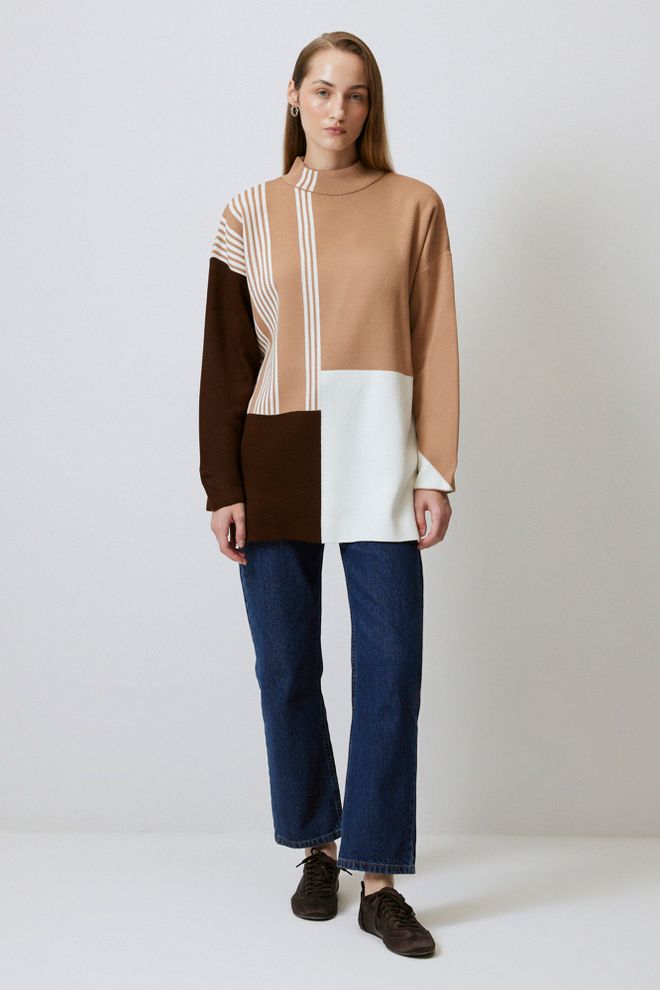 Touche Prive Túnica Marrón Casual Talla Grande Ropa al por mayor Modesto