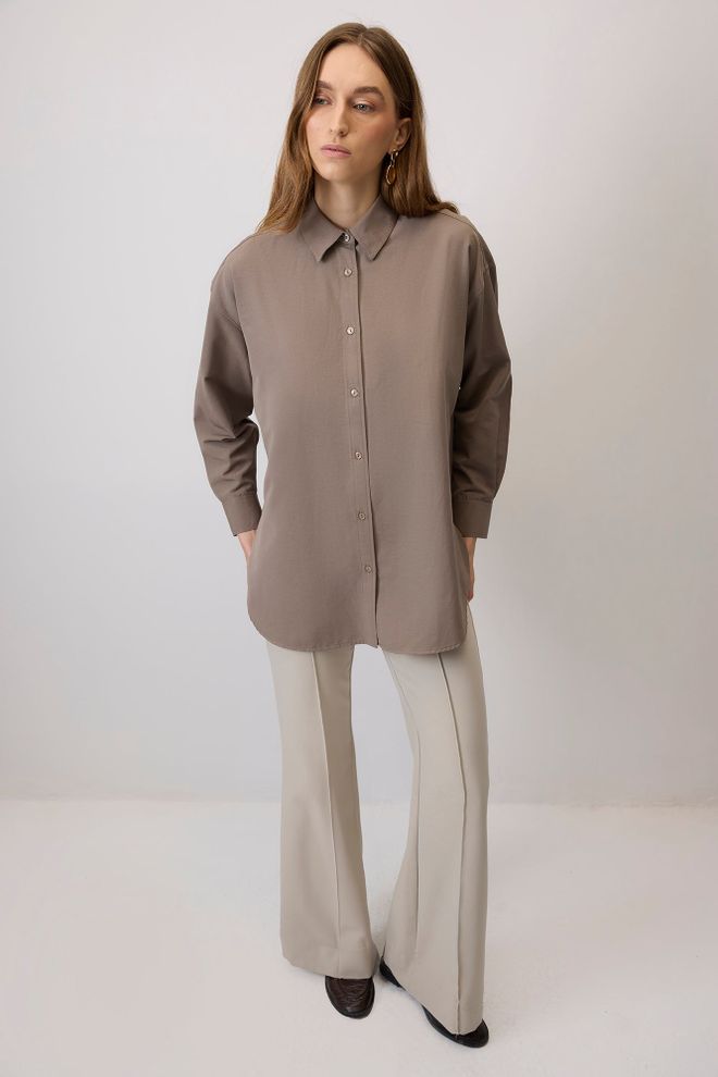 Touche Prive Ruda Kasdienė Elegantiška Formali Santūri Oversize Marškiniai Didmeninė prekyba drabužiais 1