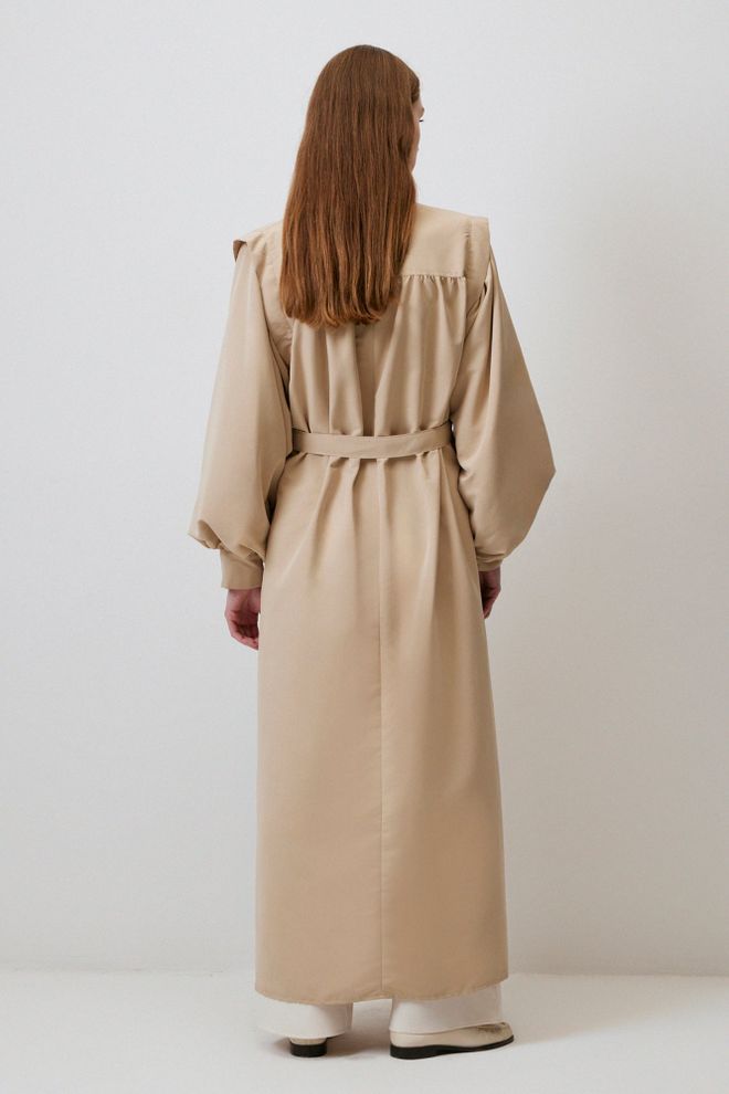 Touche Prive Beige Trenchcoat Elegant Single Breasted Classic Wholesale Clothing Modest