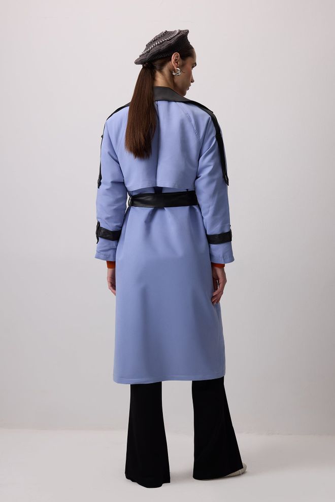 Touche Prive Mėlynas Elegantiškas Lietpaltis Su Įstriža Kišenė Didmeninė prekyba drabužiais Kokteilinė