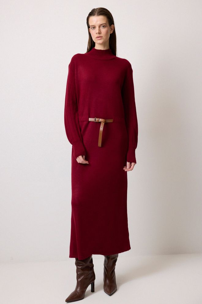 Touche Prive Элегантное Винтажное Платье свитер Бордового Цвета Оптовая продажа одежды Скромный