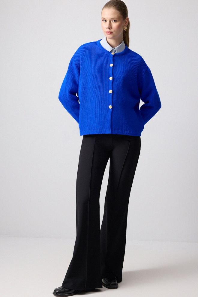 Touche Prive Blau Lässig Elegant Formal Preppy Vintage Retro Strickjacke Großhandelskleidung Lässig