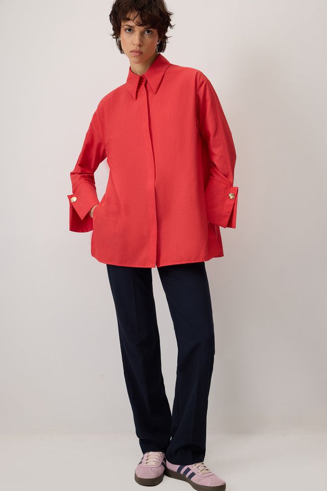 Touche Prive Červená Formálna Neformálna Elegantná Košeľa Veľkoobchod s oblečením 1