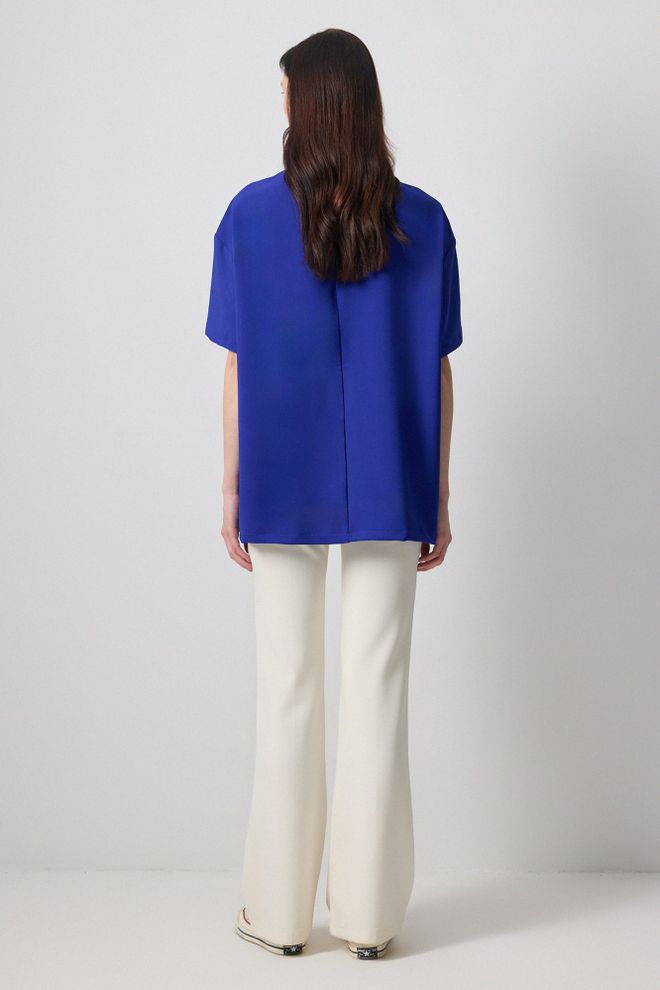 Touche Prive Blue Casual Oversized Fit Shirt Wholesale Clothing Spring