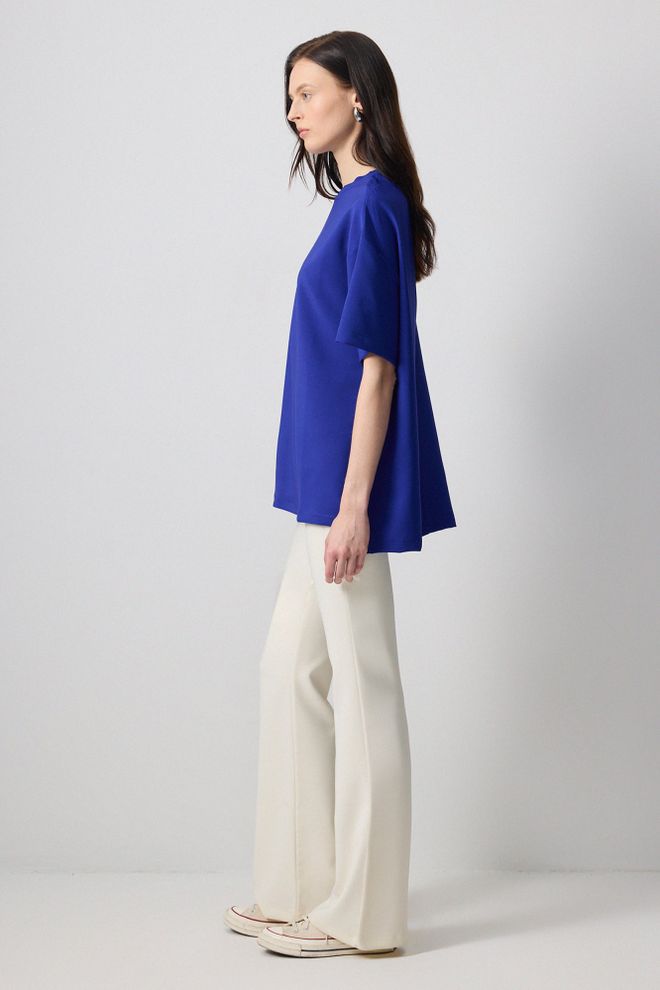 Touche Prive Blue Casual Oversized Fit Shirt Wholesale Clothing 1