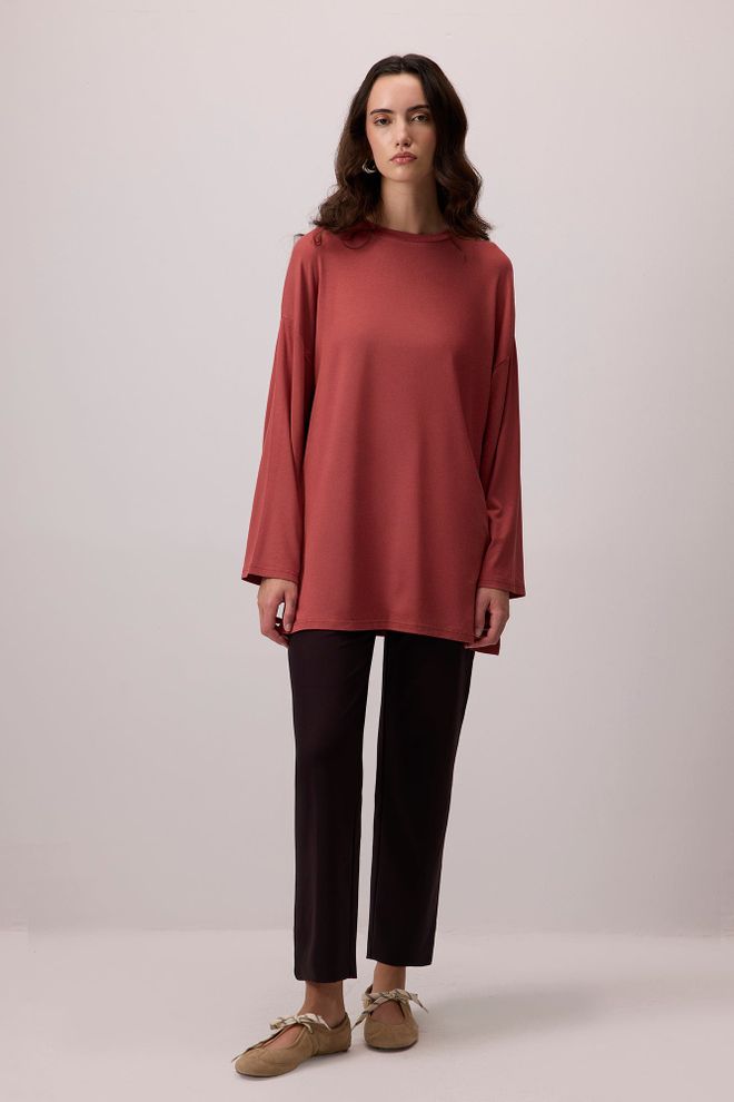 Touche Prive Claret Red Tunic Casual Elegant Modest Style Wholesale Clothing Lounge