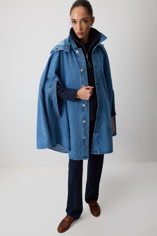 Touche Prive Mėlynas Lietpaltis Apvyniojimo Tipo Su Smaigaliu Apykakle Didmeninė prekyba drabužiais Kokteilinė