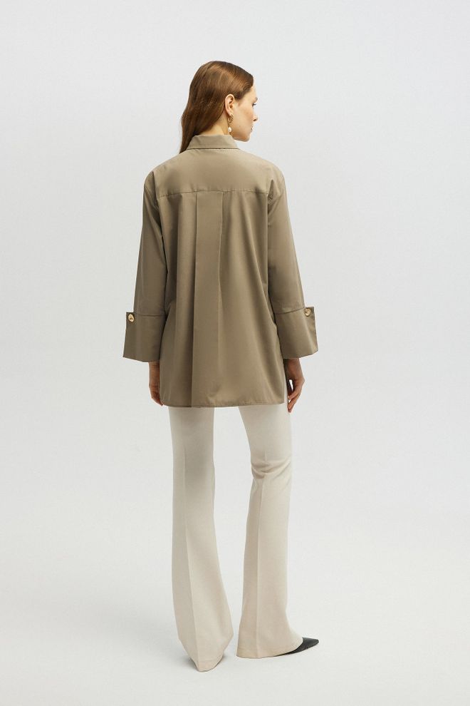 Touche Prive Majica Kaki Skromno Formalno Eleganten Ležerno Preppy Oblačila na debelo 1