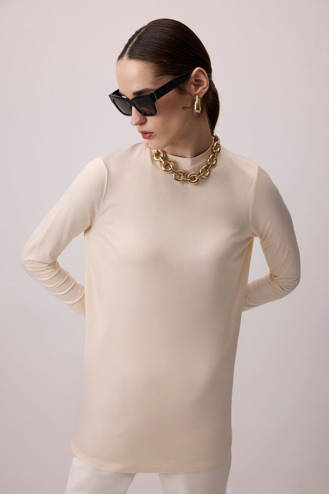 Touche Prive Bež Eleganten Formalen Skromen Tunika Oblačila na debelo Skromno