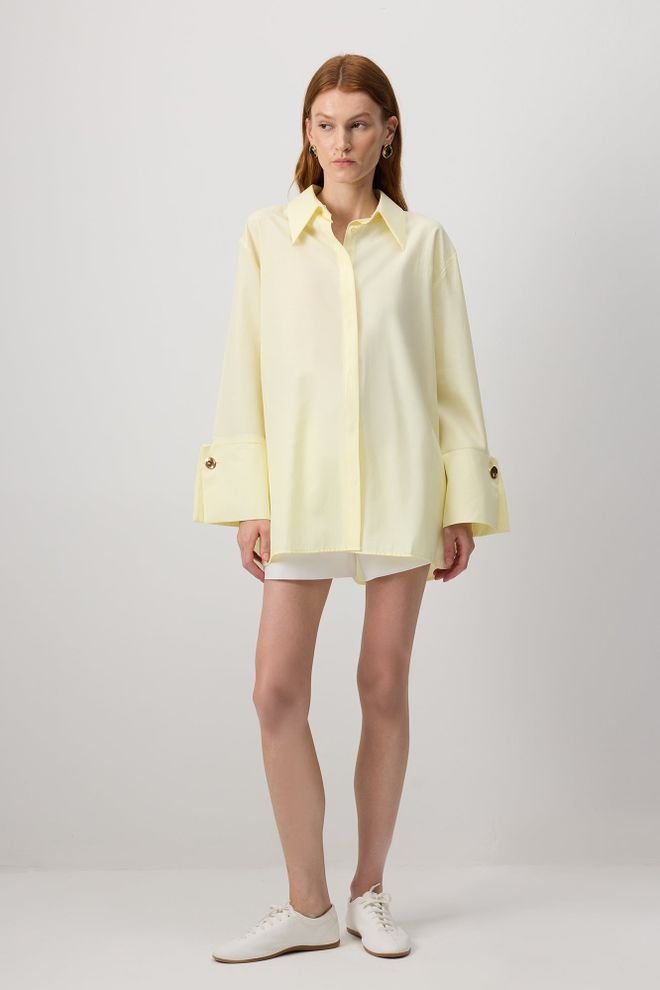 Touche Prive Žltá Košeľa Voľného Strihu S Vrúbkovaným Golierom Veľkoobchod s oblečením 1