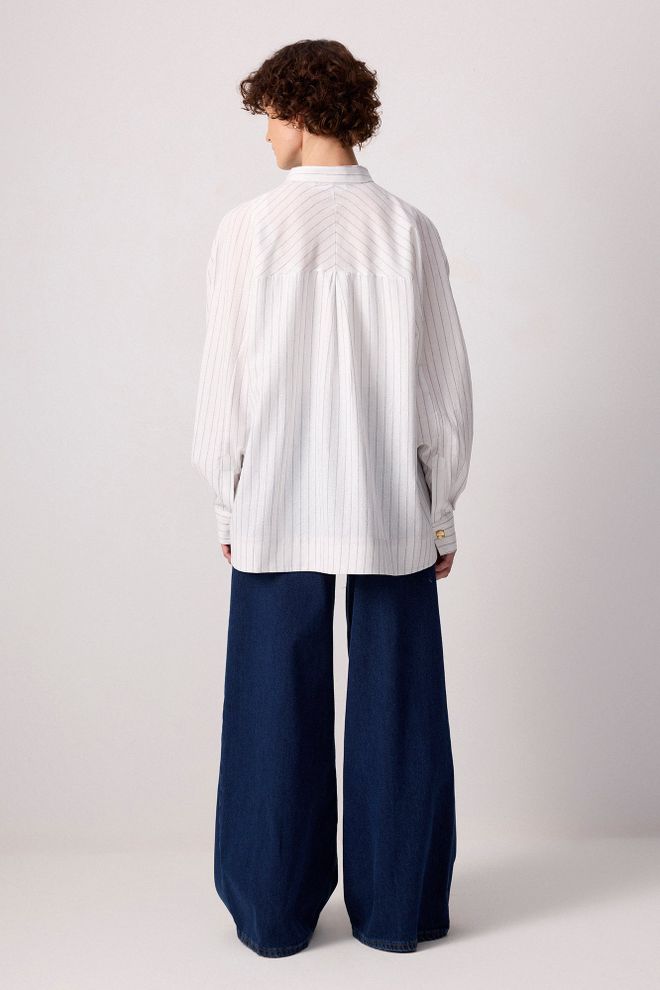 Touche Prive Túnica Blanca Con Cuello Chal Ajuste Sobredimensionado Ropa al por mayor Modesto