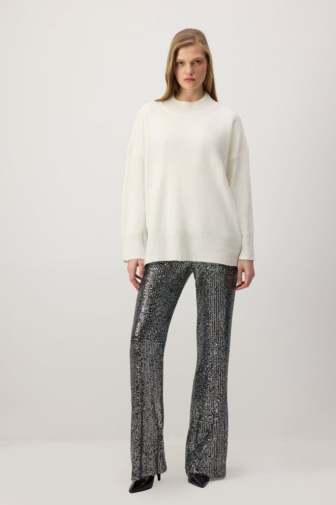 Touche Prive Juodos Blizgučių Glam Bootcut Kelnės Didmeninė prekyba drabužiais Vintažinis