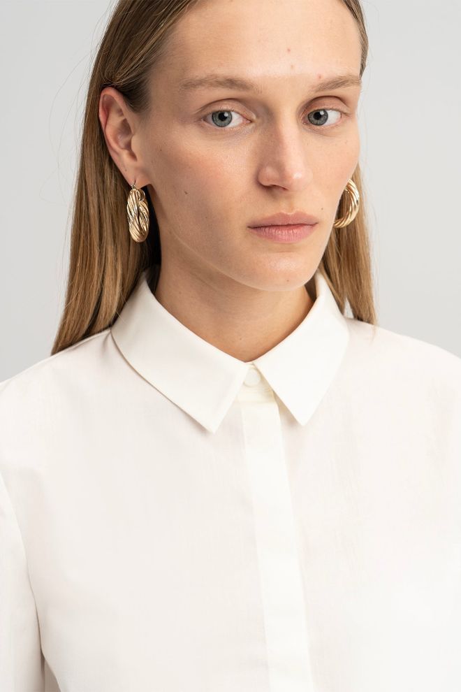 Touche Prive White Formal Elegant Polo Neck Shirt Wholesale Clothing Formal