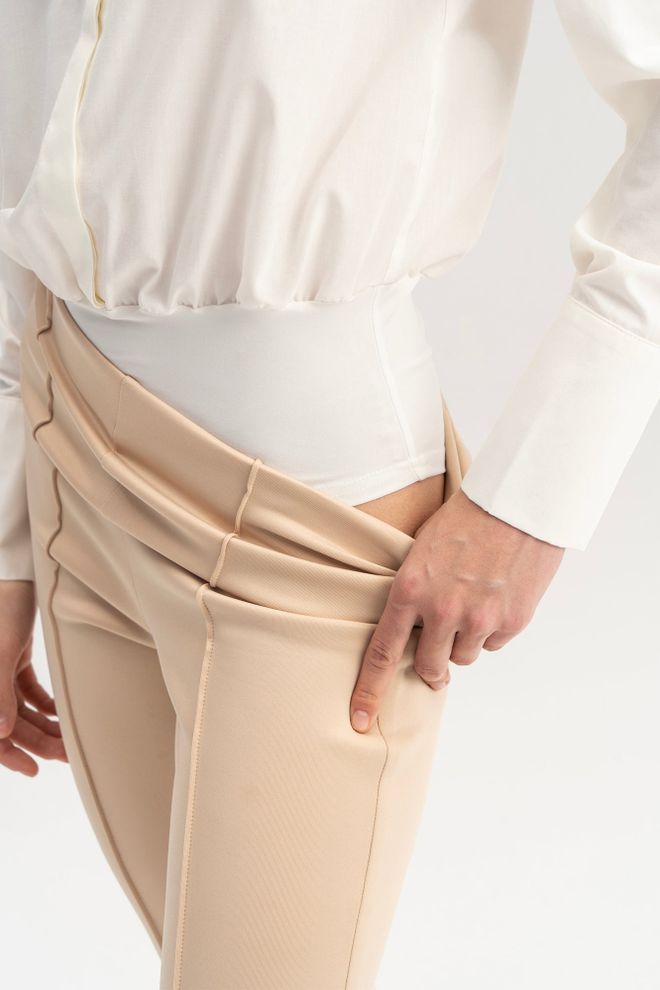 Touche Prive White Formal Elegant Polo Neck Shirt Wholesale Clothing Spring